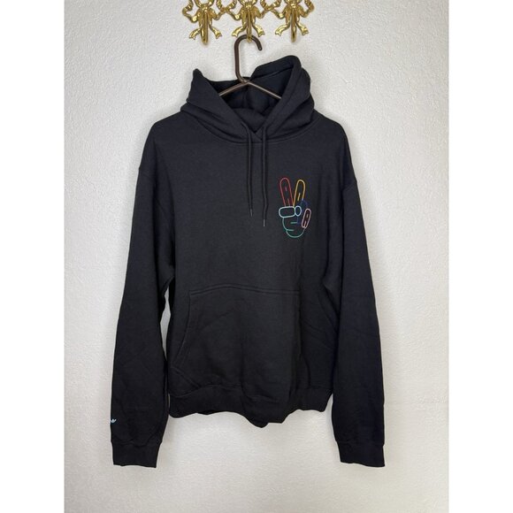 Adidas Originals OG Peace Sign Hoodie Sweatshirt Black X-Large Streetwear New 2A - Picture 3 of 6
